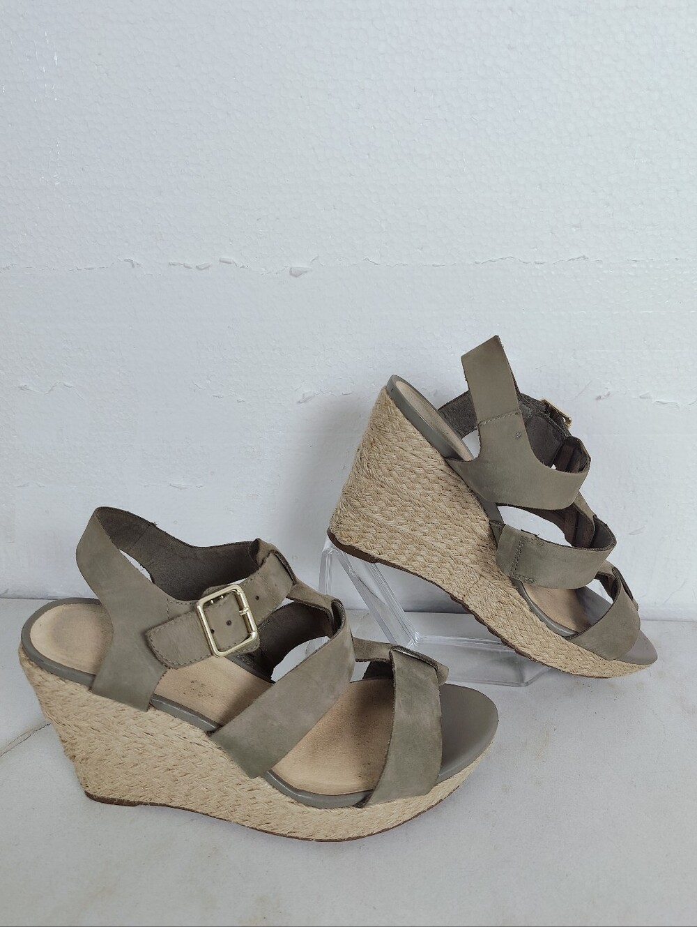 Clarks Maritsa95 Glad Wedge Sandal Sage Taupe Nubuck, Sz 8